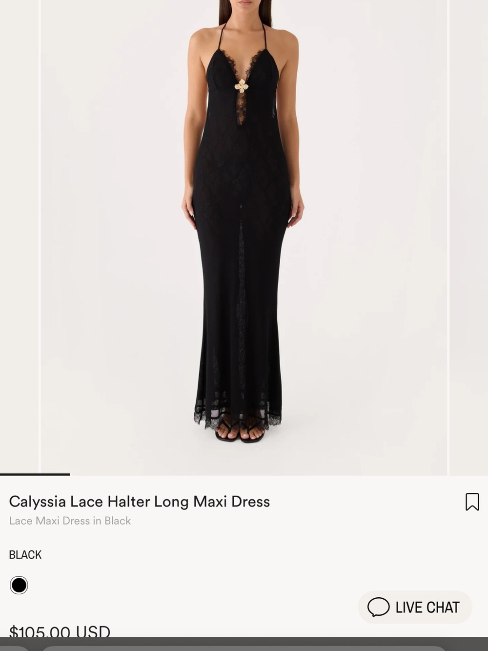 Peppermayo Black Lace Halter Maxi Dress